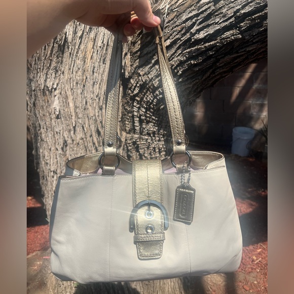 Coach Handbags - Coach Soho Metallic Gold and Cream Satchel F18751